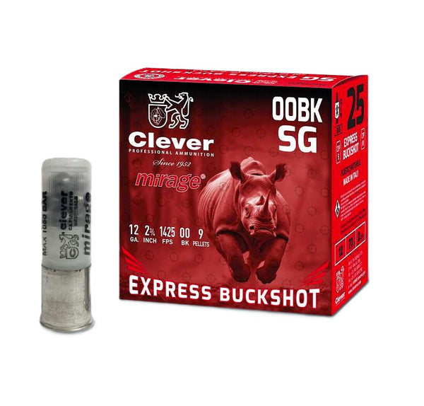 Clever Mirage 12 Gauge Express 00-Buck Shot, 2-3/4" 9 Pellet 1425FPS