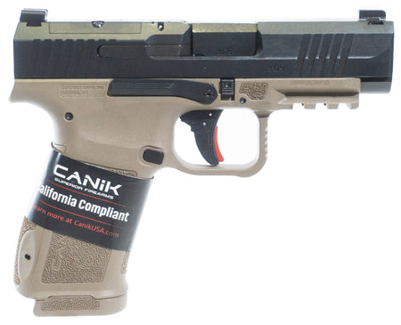 Canik HG7885CABD-N Mete MC9LS *CA Compliant 9mm Luger 10+1 3.63" Black Steel Barrel, Black Nitride Steel Serrated Slide, Flat Dark Earth Polymer Frame w/Picatinny Rail, Interchangeable Backstrap Grip