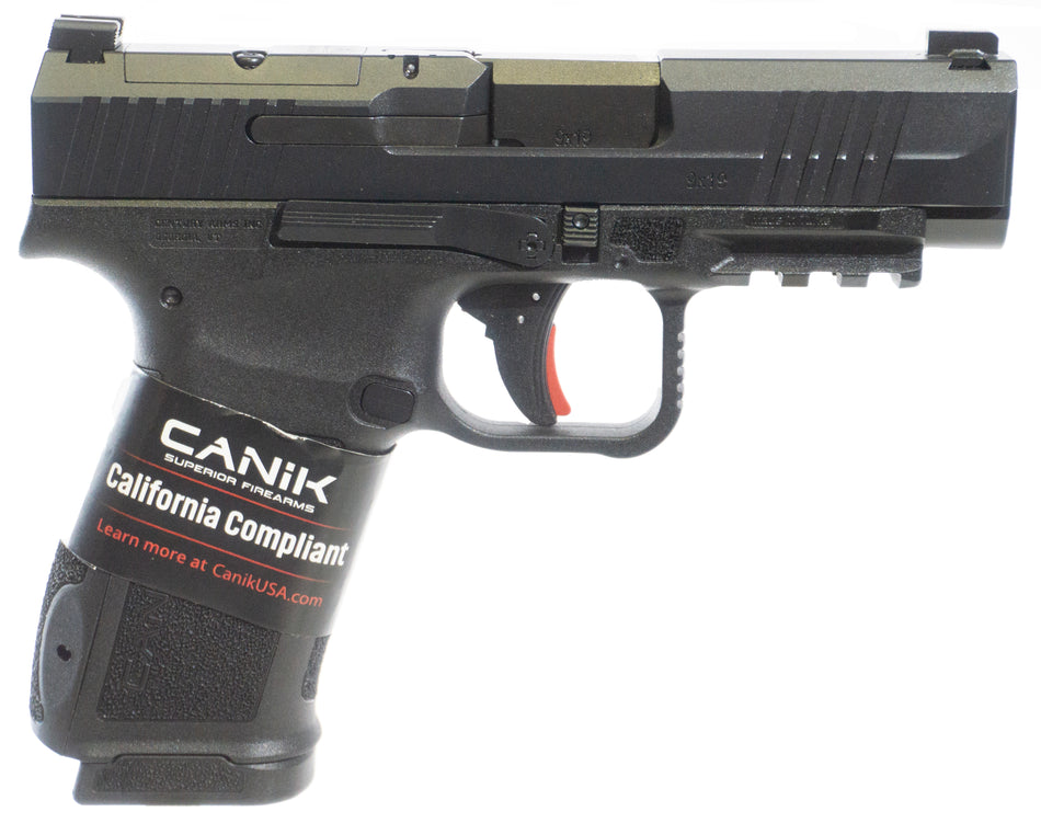 Canik HG7885CA-N Mete MC9LS *CA Compliant 9mm Luger 10+1 3.63" Black Steel Barrel, Black Nitride Steel Serrated Slide, Black Polymer Frame w/Picatinny Rail, Interchangeable Backstrap Grip