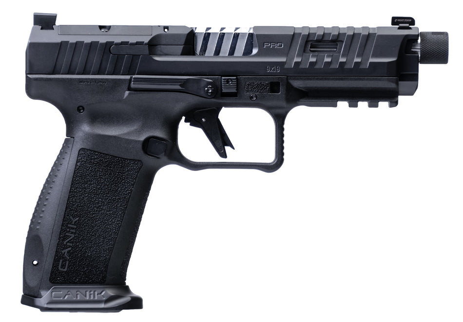Canik HG7069-N Mete SFT Pro Full Size 9mm Luger 20+1 18+1 5" Chrome Plated Threaded Barrel, Stingray Steel Optic Ready/Serrated Slide, Stingray Polymer Frame w/Picatinny Rail, Interchangeable Backstra
