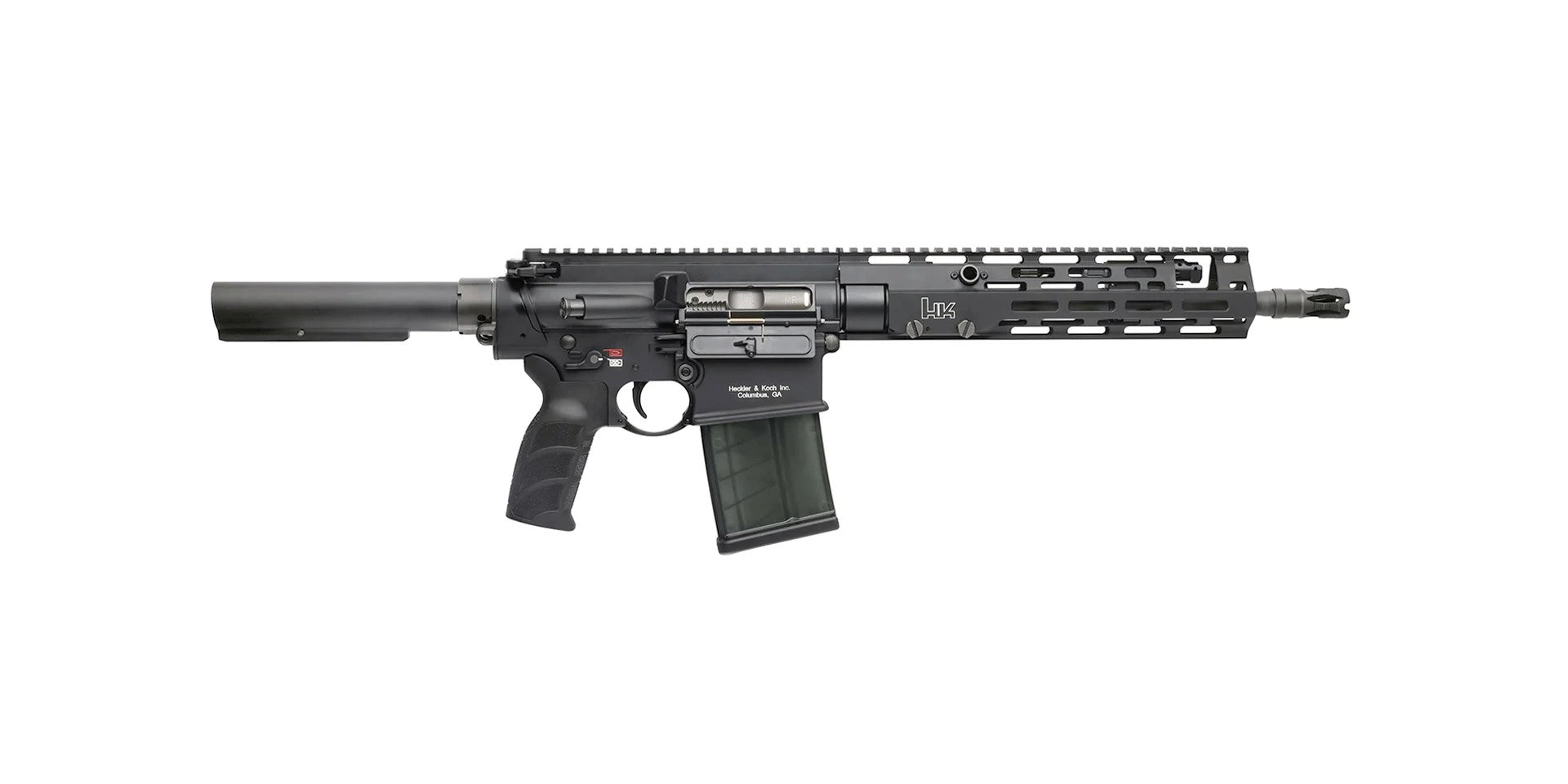 HK 81001052 MR762 A4 7.62x51mm 20+1 13" Threaded Barrel, M-LOK Handguard, Black Receiver w/Picatinny Rail, Black Pistol Tube, Black Ergonomic Grip