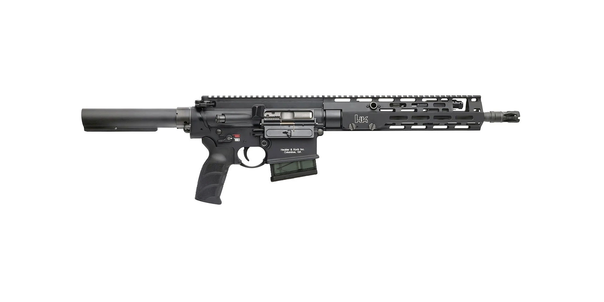 HK 81001053 MR762 A4 7.62x51mm 10+1 13" Threaded Barrel, M-LOK Handguard, Black Receiver w/Picatinny Rail, Black Pistol Tube, Black Ergonomic Grip