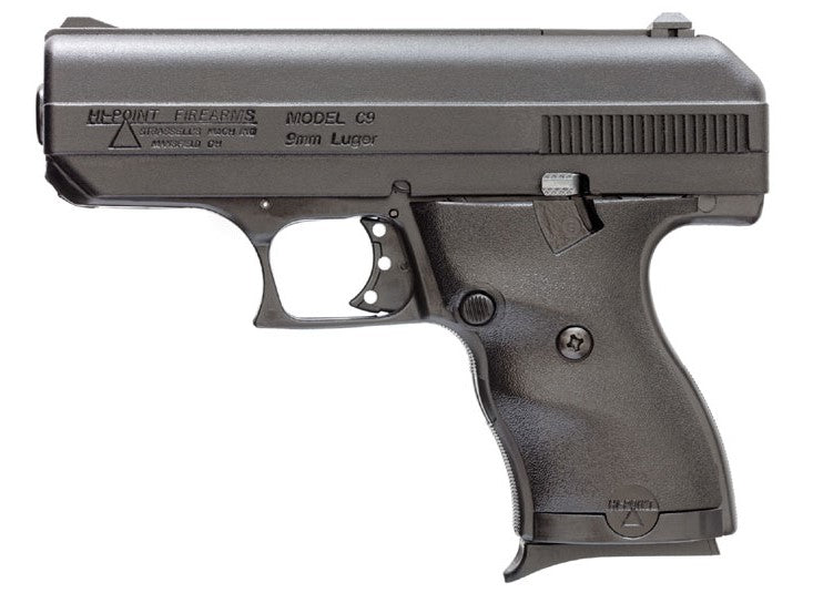 Hi-Point 00916 C9 9mm Luger 8+1, 3.50" Black Steel Barrel, Black Powder Coated Serrated Steel Slide, Black Polymer Frame & Grip