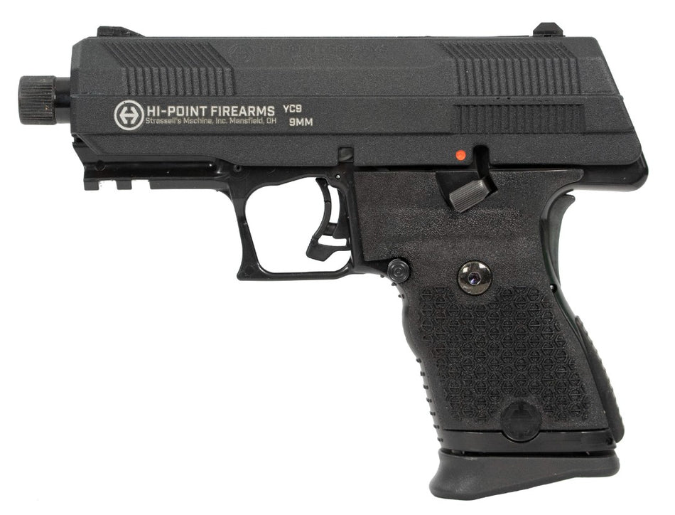 Hi-Point YC9 YC9 9mm Luger 10+1 4.12" Black Steel Threaded Barrel, Black YC9 Styled/Serrated Slide, Black Polymer Frame w/Picatinny Rail, Black Plastic Grips