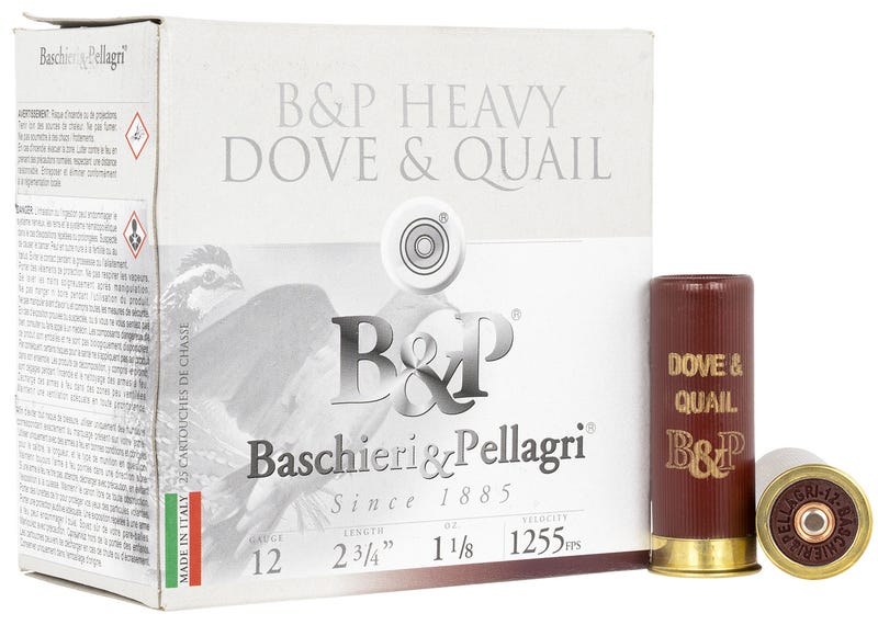 B &P Dove &Quail G 12 Gauge 2 3/4in 1 1/8oz-8 shot 1255fps 25 rds/box ammo 878122006732