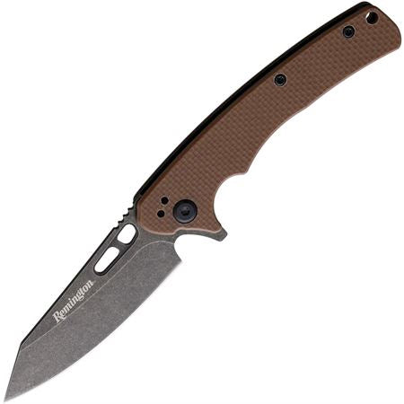 Remington EDC 4in Coping Knife G10 Tan Handle Stone Washed D2 Steel