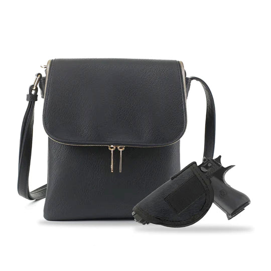 Jessie & James Cheyanne Lock & Key Concealed Carry Crossbody Black 11Hx9Wx1.5D
