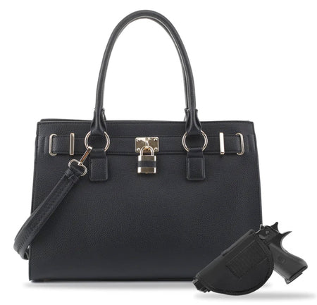 Jessie & James Dina Concealed Carry Lock & Key Satchel in Black - 10x15x6 Inches