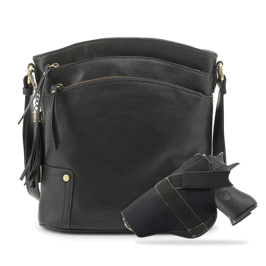 Jessie & James Robin Lock & Key Concealed Carry Crossbody Black 11Hx10.25Wx3D