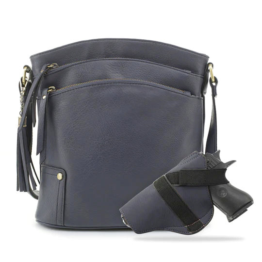 Jessie & James Robin Lock & Key Concealed Carry Crossbody Navy 11Hx10.25Wx3D