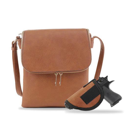 Jessie & James Cheyanne Lock & Key Concealed Carry Crossbody Cognac 11Hx9Wx1.5D