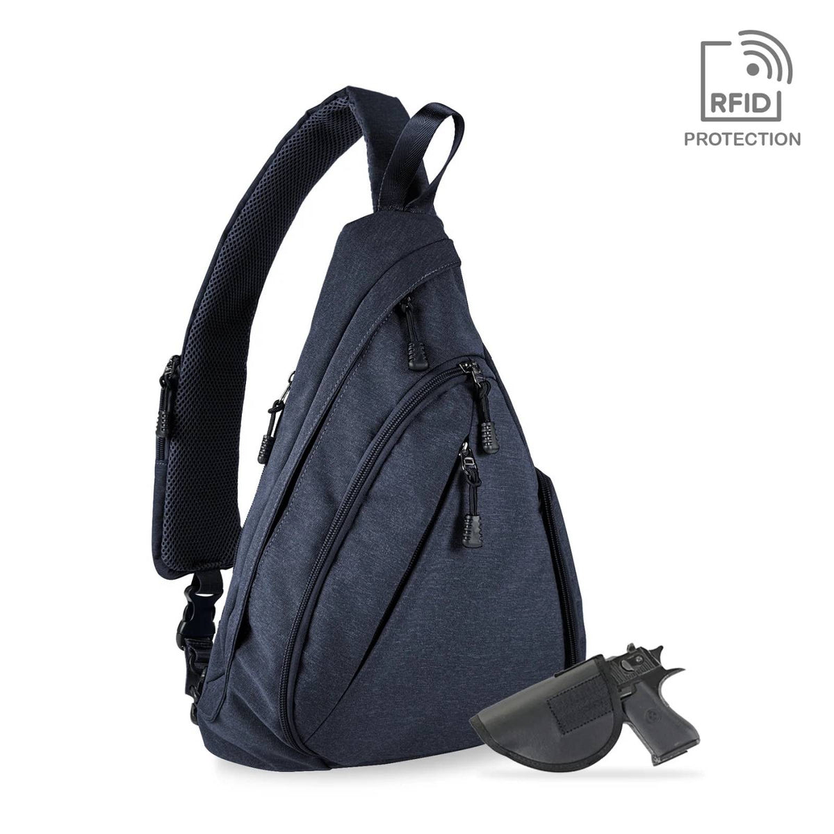 Jessie & James Peyton Concealed Carry Sling Backpack Navy 15.5Hx10.5Wx4D