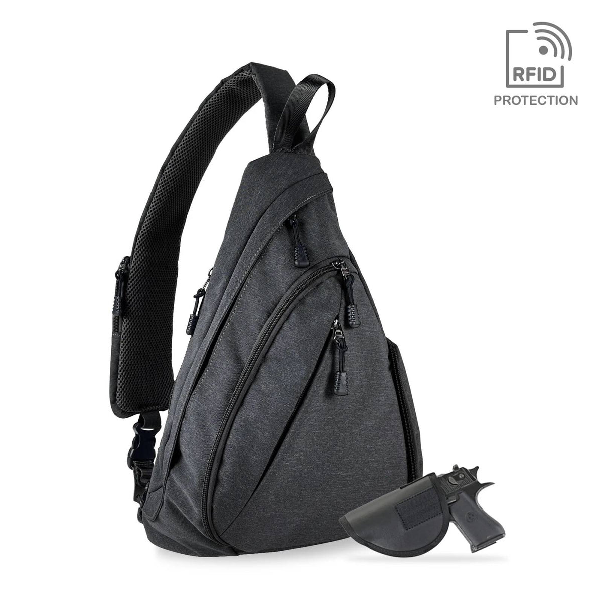 Jessie & James Peyton Concealed Carry Sling Backpack Black 15.5Hx10.5Wx4D
