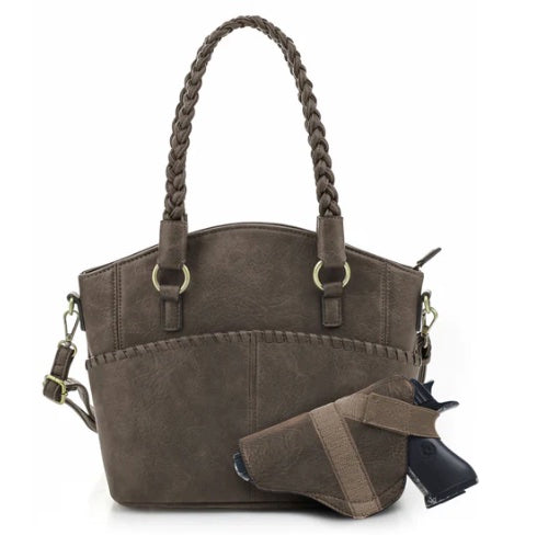 Jessie & James Bella Concealed Carry Tote in Smoke Gray - 10.3x13x5.3 Inches