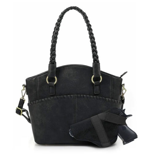 Jessie & James Bella Black Concealed Carry Tote Purse 10.3Hx13Wx5.3D