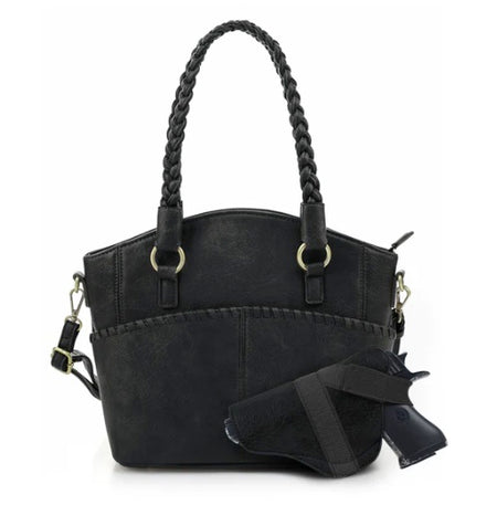 Jessie & James Bella Black Concealed Carry Tote Purse 10.3Hx13Wx5.3D
