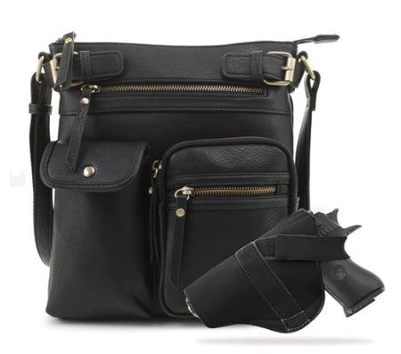 Jessie & James Shelby Lock & Key Concealed Carry Crossbody Black 11Hx9.5Wx1.5D