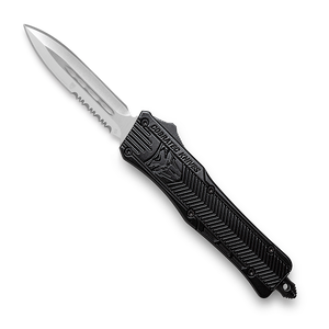 CoBRATec Black Small Dagger OTF Knife Serrated One Side