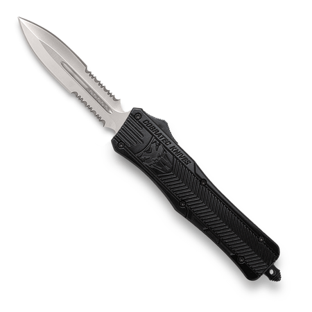 CobraTec MD Black Dagger Two-Side Serrated OTF Folding Knife