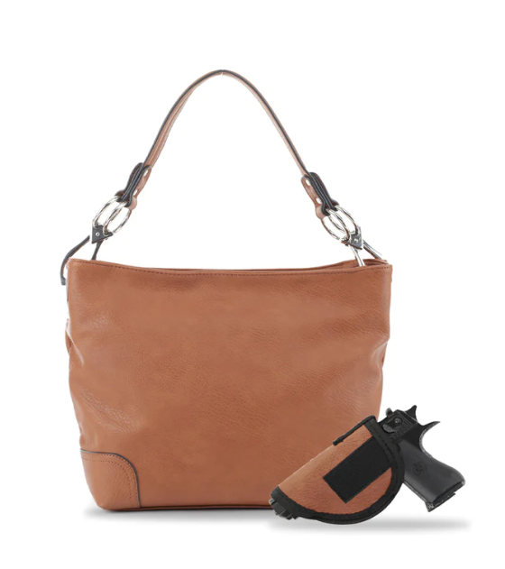 Jessie & James Lydia Lock & Key Hobo Bag in Tan - 9x11x4 Inches