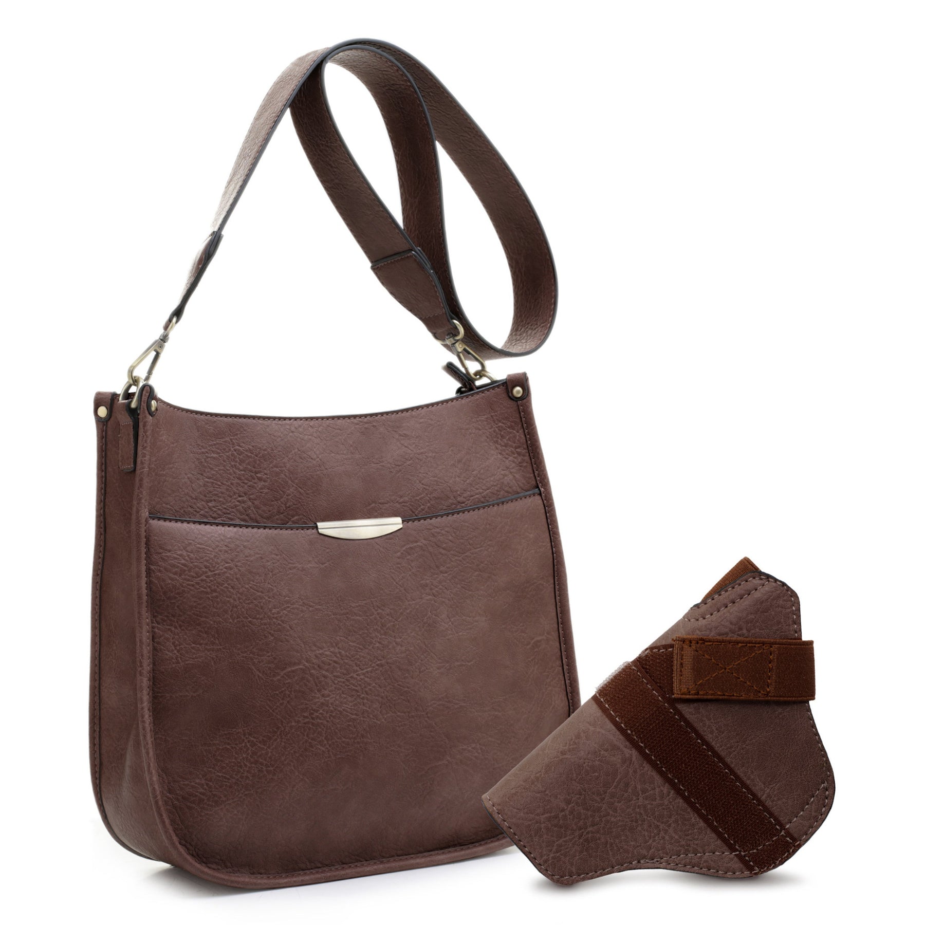 Ava Concealed Carry Lock and Key Crossbody Handbag in Brown by Jessie & James