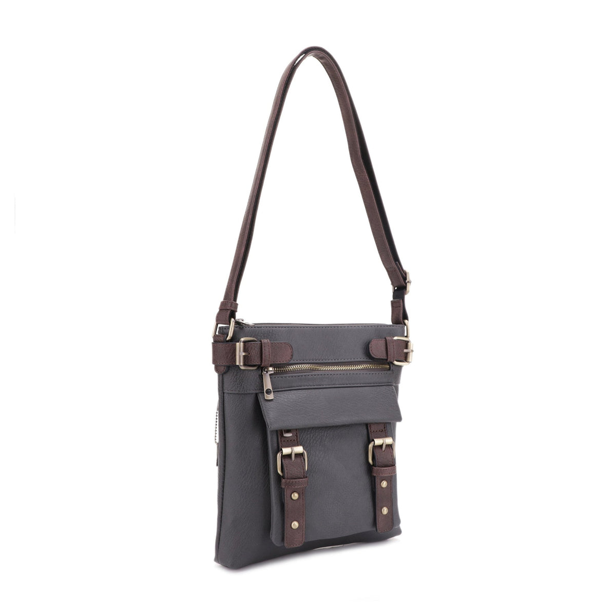 Hannah Concealed Carry Lock and Key Crossbody Handbag in Grey by Jessie & James