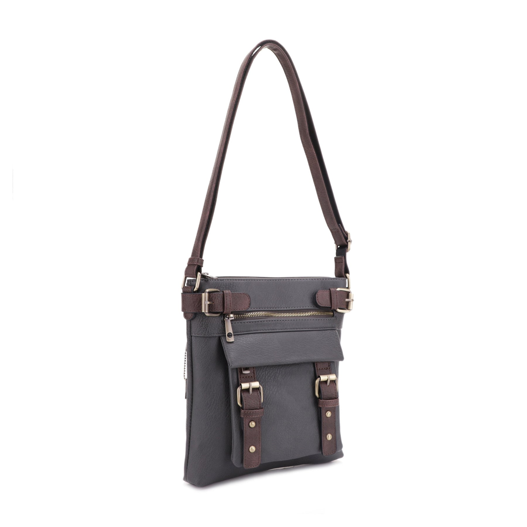 Hannah Concealed Carry Lock and Key Crossbody Handbag in Grey by Jessie & James