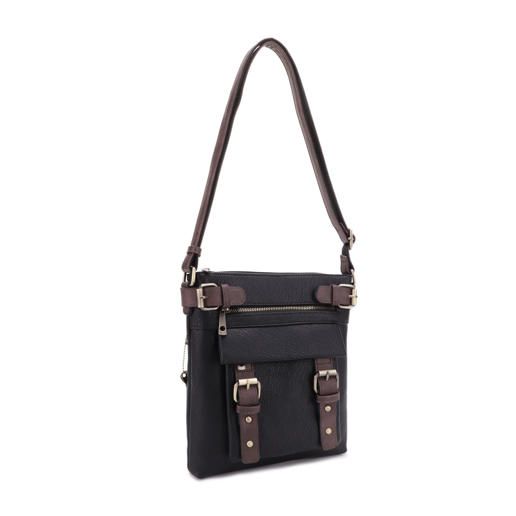 Hannah Concealed Carry Lock and Key Crossbody Handbag in Black by Jessie & James
