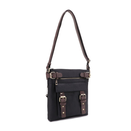 Hannah Concealed Carry Lock and Key Crossbody Handbag in Black by Jessie & James