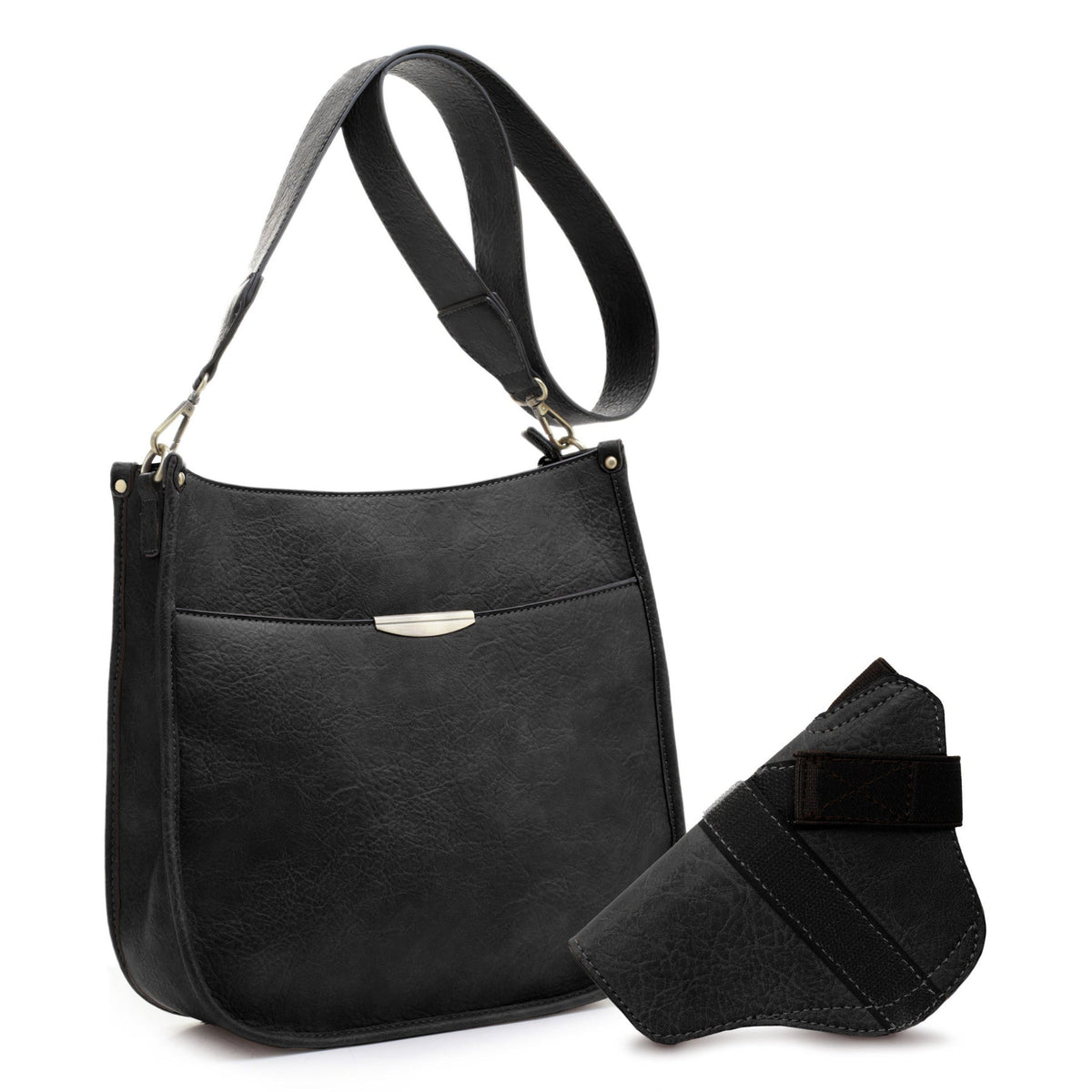 Ava Concealed Carry Lock and Key Crossbody Handbag in Black by Jessie & James