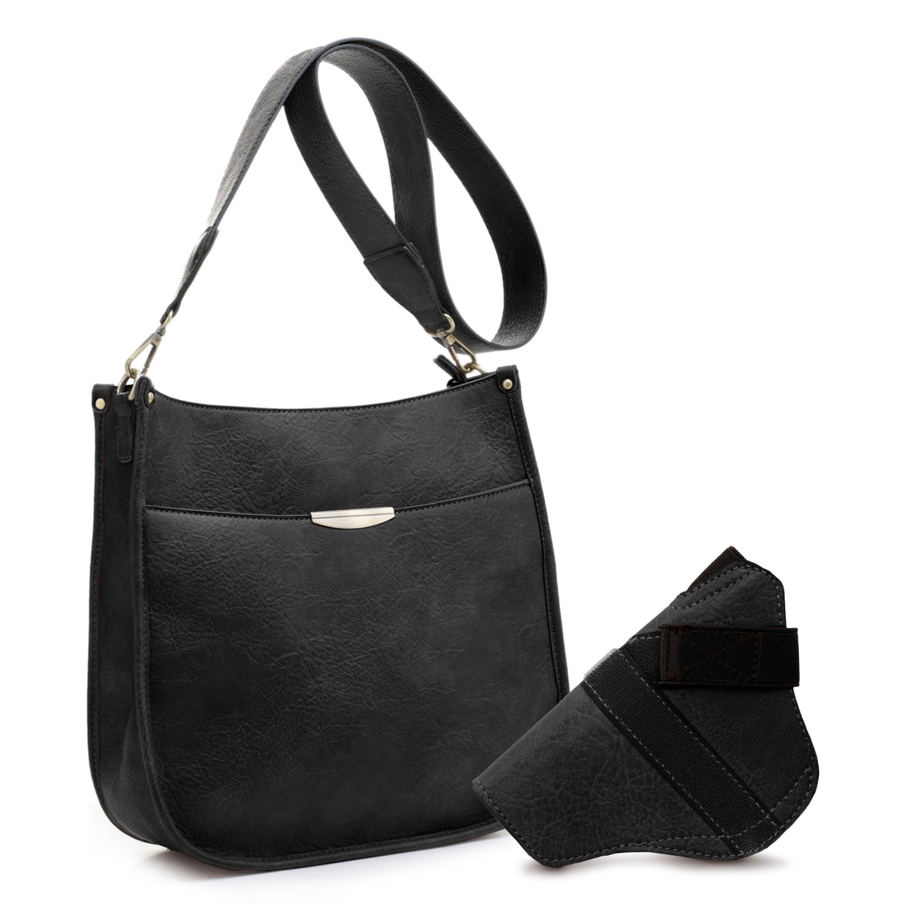 Ava Concealed Carry Lock and Key Crossbody Handbag in Black by Jessie & James