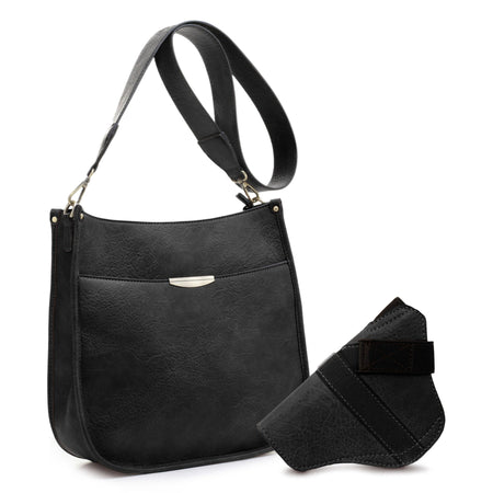 Ava Concealed Carry Lock and Key Crossbody Handbag in Black by Jessie & James