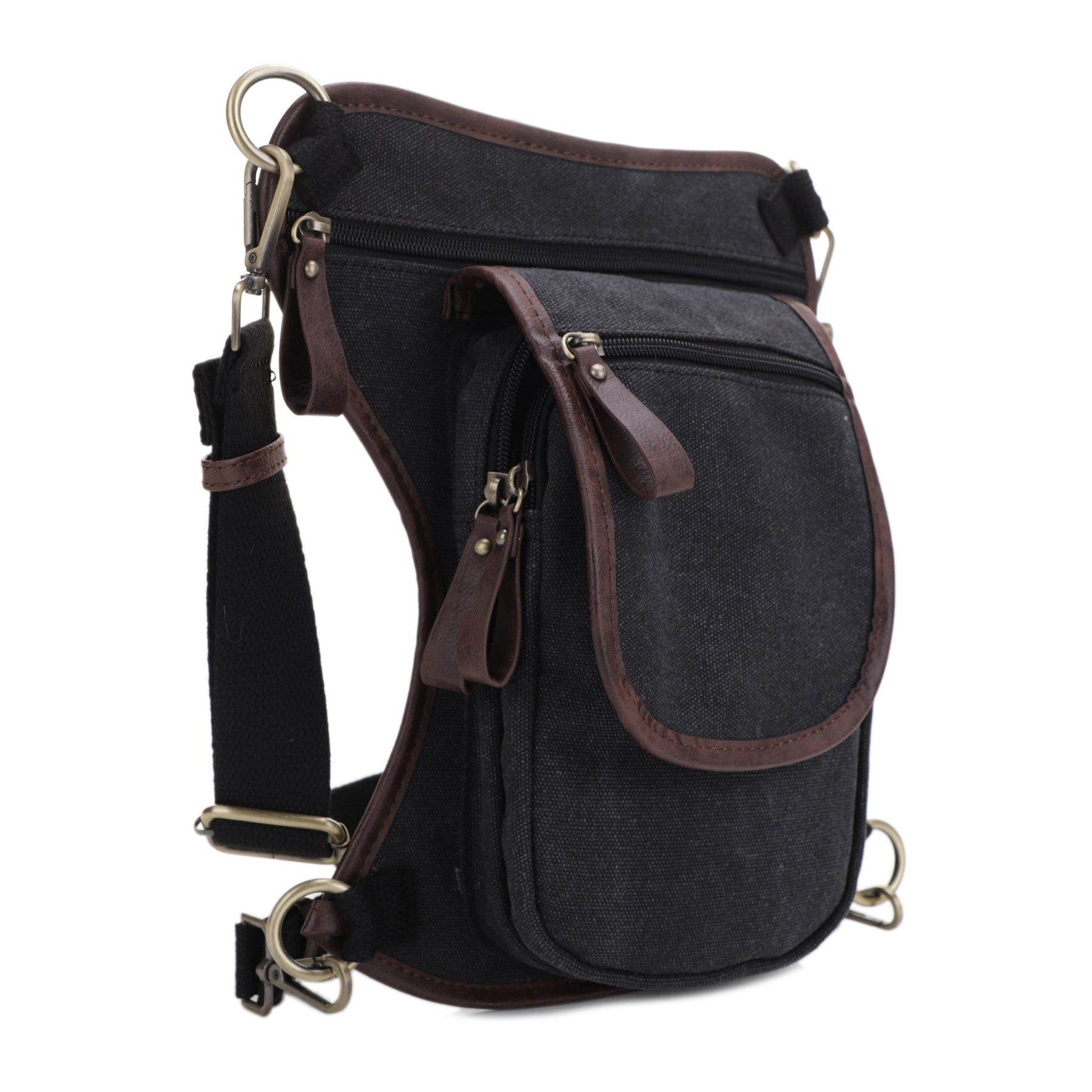 Jessie & James Cougar Canvas CCW Waist and Leg Bag in Black - 11.5x10x2.5 Inches