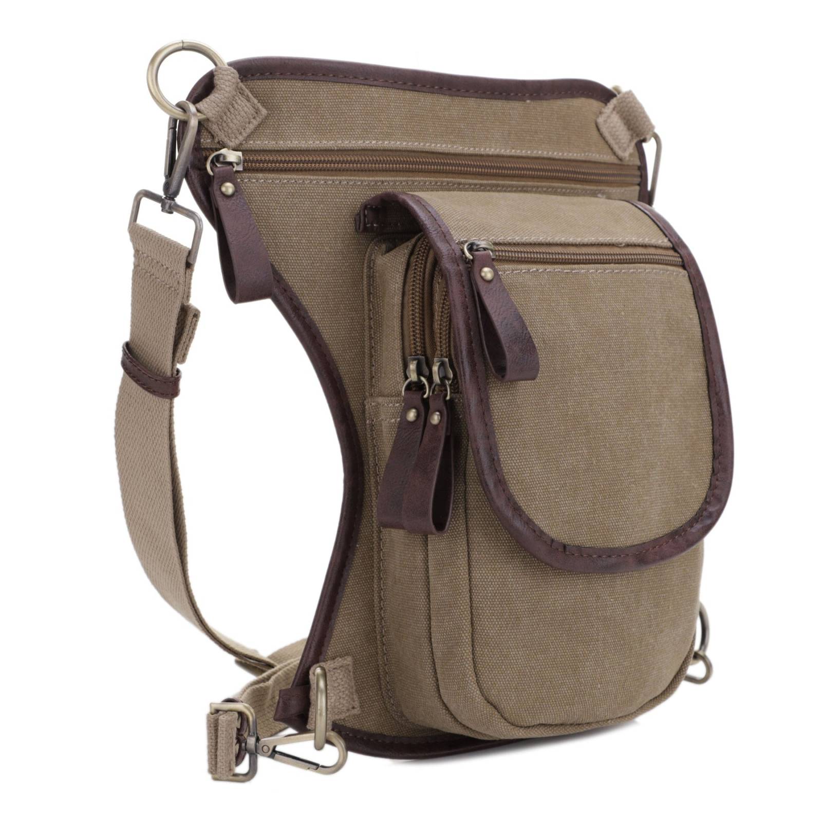 Jessie & James Cougar Canvas CCW Waist and Leg Bag in Khaki - 11.5x10x2.5 Inches