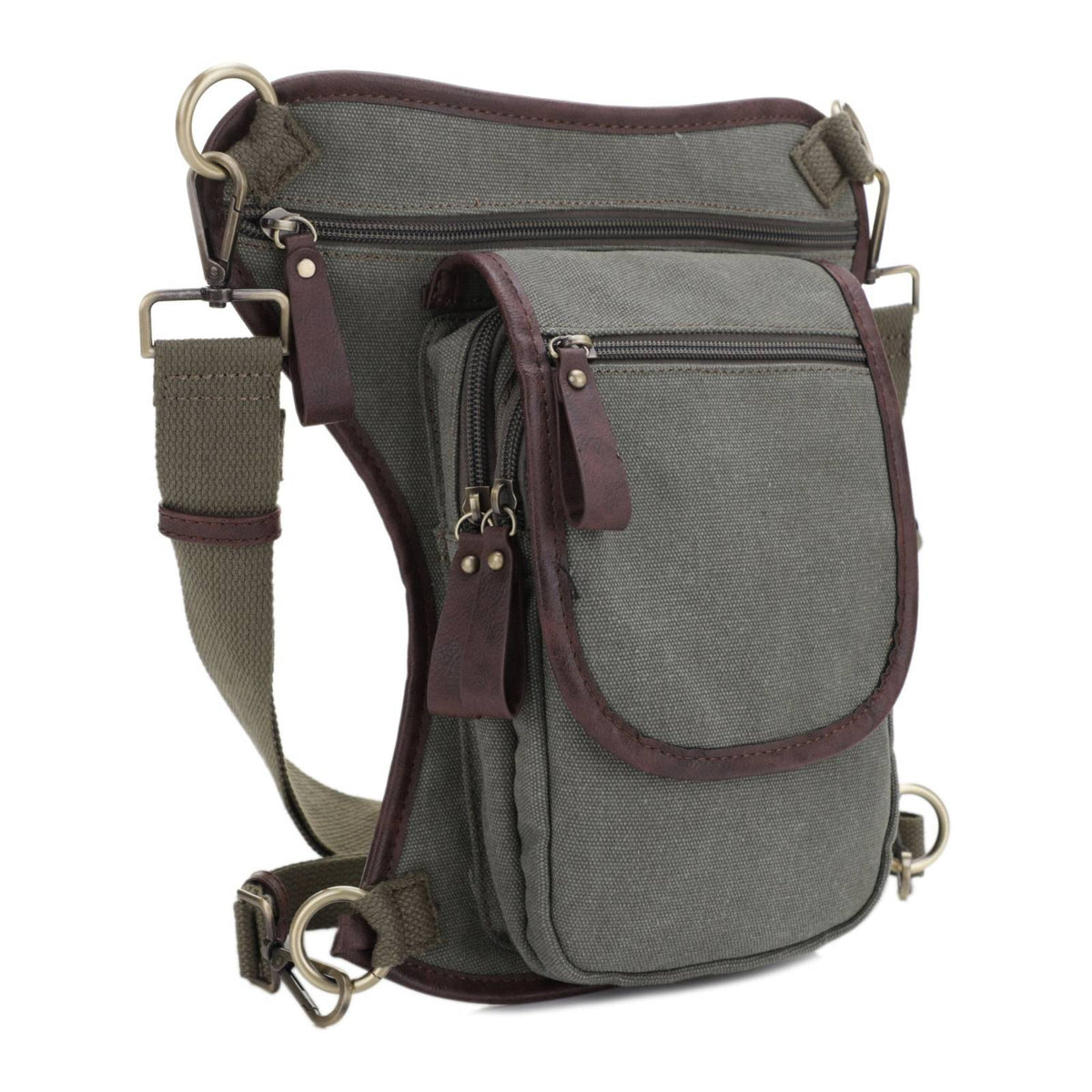 Jessie & James Cougar Canvas CCW Waist and Leg Bag in Olive - 11.5x10x2.5 Inches