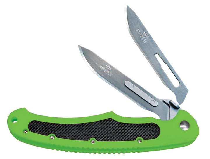 Havalon Piranta-Bolt Shock Green Replaceable Blade Folding Knife