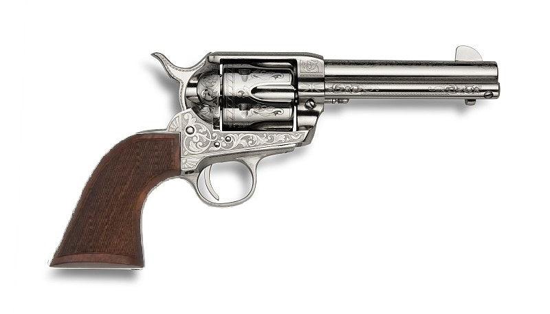 EMF GWII US Grant .45 Colt Single Action 4.75" Nickel Engraved Checkered Walnut Grip Revolver