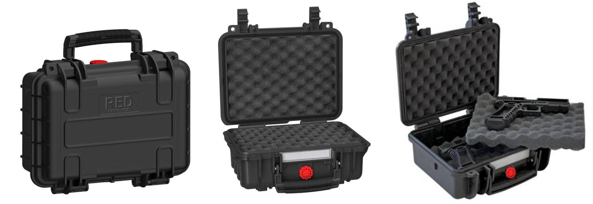 Explorer Red Black Hard Double Pistol Case with Dual Foam Trays 11.81x8.27x2.28"