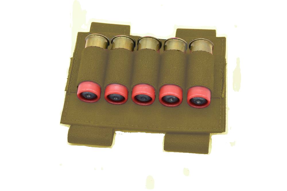 Tac Shield Tactical Stock-Mounted Shotgun Shell Holder Coyote 5-Shell
