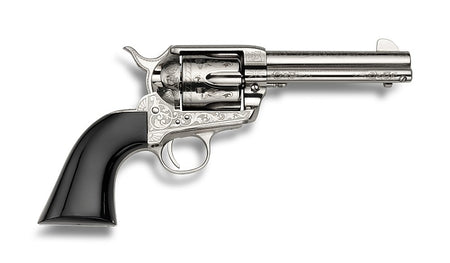 EMF GWII US Grant .45 Colt Single Action 4.75" Nickel Engraved Ultra Black Varnish Wood Grip Revolver