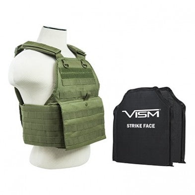 NcStar OD Green Plate Carrier with Pair of 10x12 Shooters Cut Soft Ballistic Panels