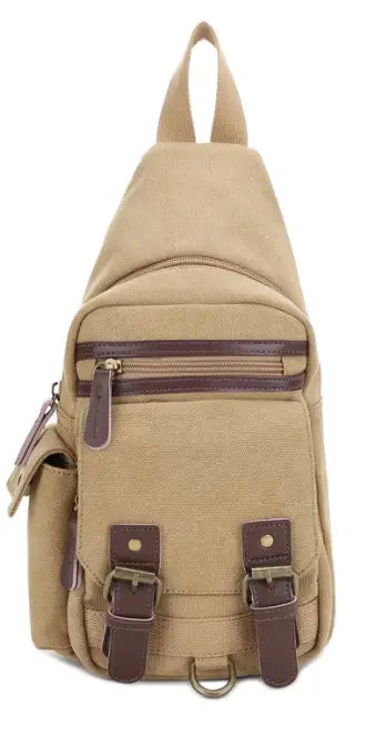 Jessie & James Shasta Khaki Canvas/Leather CCW Sling Bag 8.5x5.5x2