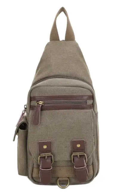 Jessie & James Shasta Olive Canvas/Leather CCW Sling Bag 8.5x5.5x2