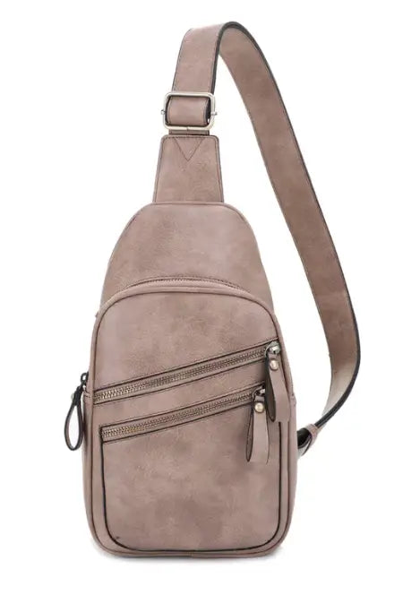 Jessie & James Jeannie Light Taupe CCW 2-Pocket Sling Bag 12.5x7.5x3.5