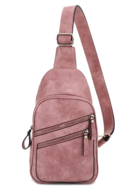 Jessie & James Jeannie Mauve CCW 2-Pocket Sling Bag 12.5x7.5x3.5