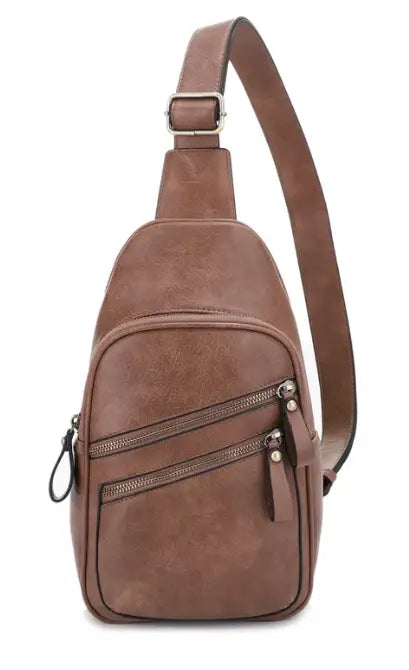 Jessie & James Jeannie Taupe CCW 2-Pocket Sling Bag 12.5x7.5x3.5