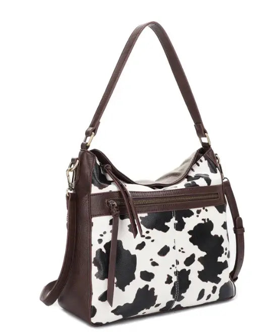 Jessie & James Dakota Coffee/Cow CCW Lock & Key Hobo Bag 12x13x5.5