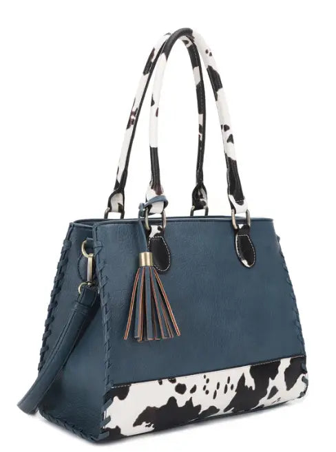 Jessie & James Montana Teal/Cow CCW Lock & Key Handbag 9.75x12.5x5.25