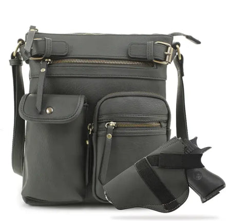 Jessie & James Shelby Dark Gray CCW Lock & Key Crossbody Bag 11x9.5x1.5