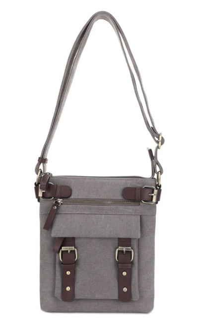 Jessie & James Bailey Gray Canvas CCW Crossbody Bag 10.5x9.25x1.25